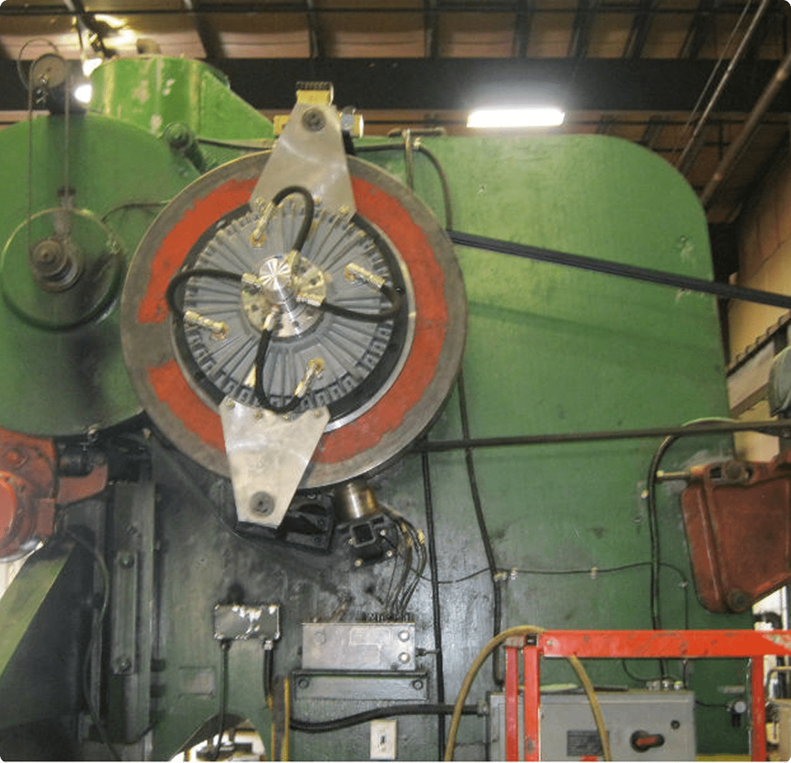 Industrial machinery with belts and pulleys