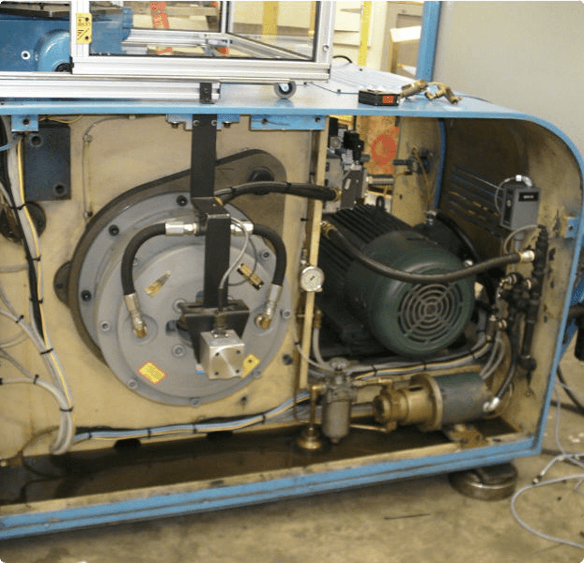 Industrial machinery with motor and cables