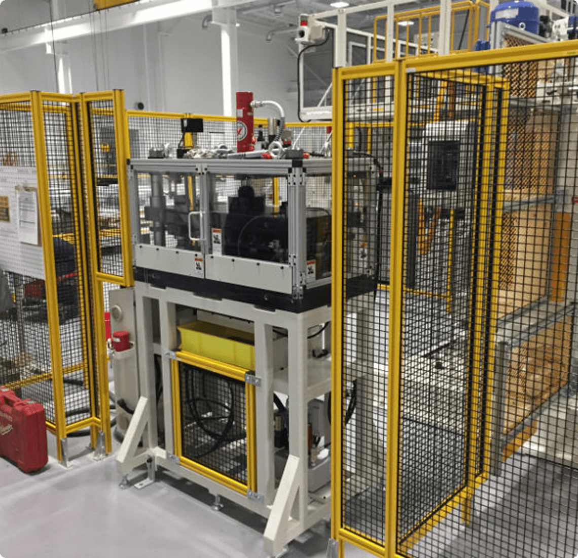 Industrial machine with safety barriers